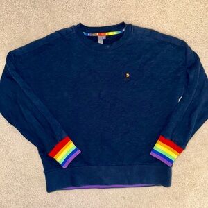 Sweaty Betty London Navy Rainbow Trim crewneck sweatshirt size Medium